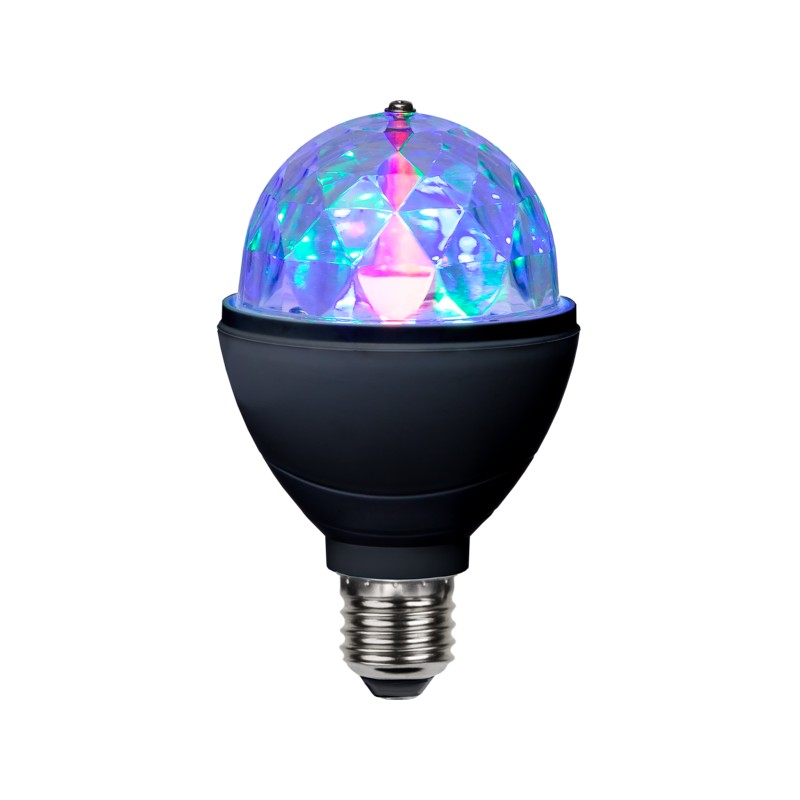 LED-lampa - Roterende disco-LED-lampe med E27-sokkel og RGB-farver