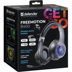 Trådløst gamingheadset til PC - Defender FreeMotion B400 trådløst Bluetooth-gamingheadset med LED-belysning