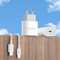 Opladere og kabler - Dudao kompakt strømadapter og oplader med USB-C 20W inkl lightning-kabel