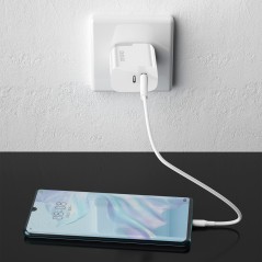 Dudao strømadapter til hurtig opladning af USB-C og USB-A inkl. 1 m USB-C til lightning-kabel