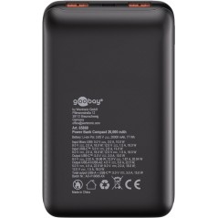 Portable batterier - Goobay powerbank 20.000 mAh med 2x USB-A og 1x USB-C med understøttelse af PD 20W