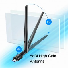 Trådløst netværkskort - Trådløst WiFi-USB-netværkskort med Dual Band 2.4GHz/5GHz 1300Mbps