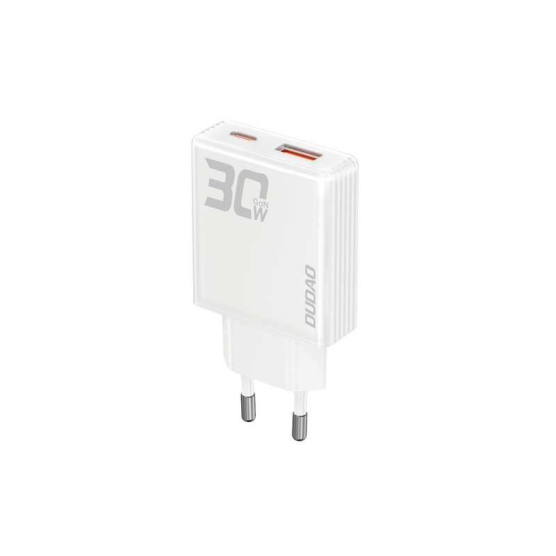 Vægladere til mobiltelefon - Dudao AC-adapter vægoplader GaN 30W med 1 USB-C og 1 USB