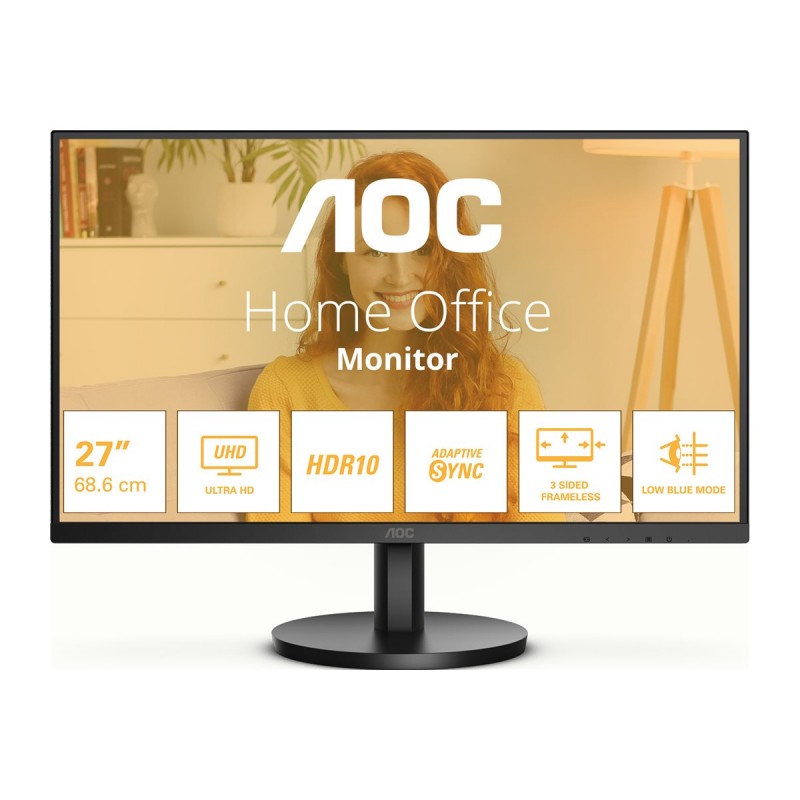 Computerskærm 25" eller større - AOC U27B3M 27" 4K UHD LED-skærm med VA-panel