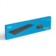 Trådløse tastaturer - Rapoo 9800M ultratyndt trådløst tastatur og mus med Multi-Mode (Bluetooth + USB)