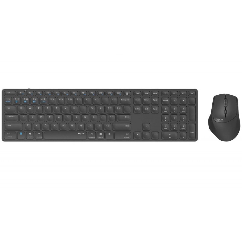 Trådløse tastaturer - Rapoo 9800M ultratyndt trådløst tastatur og mus med Multi-Mode (Bluetooth + USB)