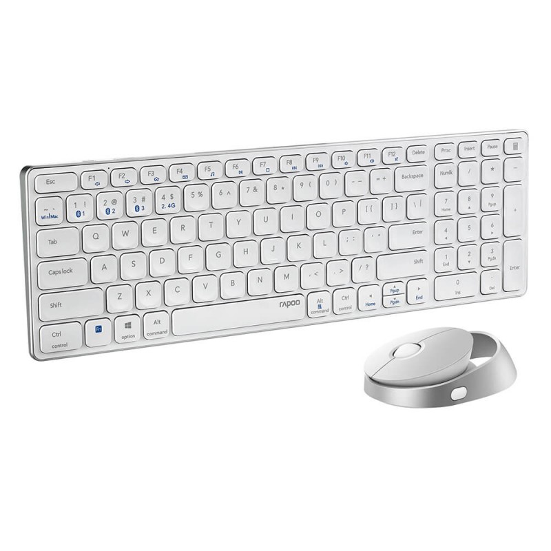 Trådløse tastaturer - Rapoo 9750M trådløst tastatur- og musesæt til pc og Mac (bluetooth + USB)