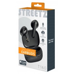 In-ear - Streetz T160 True Wireless in-ear headset og hovedtelefoner sort/hvid