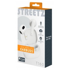 In-ear - Streetz T160 True Wireless in-ear headset og hovedtelefoner sort/hvid