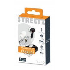 Bluetooth hovedtelefoner - Streetz T250 True Wireless in-ear headset hvid/transparent