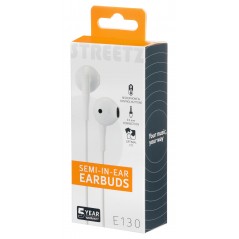 In-ear - Streetz E130 semi-in-ear hovedtelefoner & headset med 3,5 mm jackstik (sort/hvid)