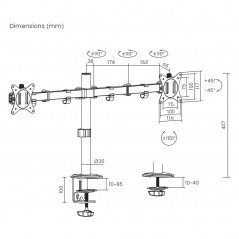 VESA-beslag til skærm - Maclean desktop mount VESA til to computerskærme 17-32"