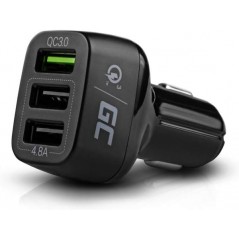 GreenCell biloplader med 3x USB-A-stik, 42W QC 3.0