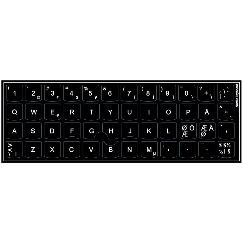 Øvrigt tilbehør - Klistermærker til nordisk (Lenovo) (DK/SE/NO/FI) tastatur, Black