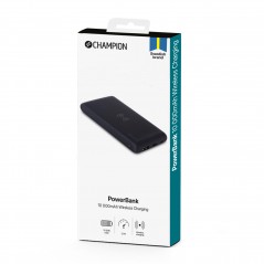 Portable batterier - Champion powerbank med trådløs QI-opladning 10 000 mAh