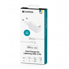 Champion AC Adapter Wall Charger 20W MFi med 1 USB-C- og Lightning-kabel