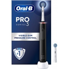 Braun Oral-B Pro 3 3000 elektrisk tandbørste i sort med 2 børstehoveder