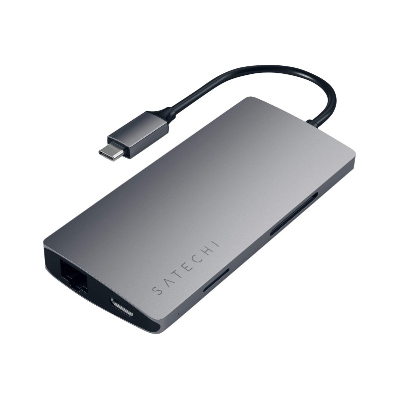 USB-C hubb - Satechi Multiport Dock USB-C Hub 7-i-1 til USB-C/3xUSB 3.0/HDMI/LAN/microSD med 4K UHD-understøttelse