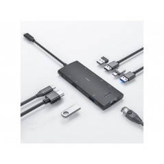 USB-C hubb - iiglo Multiport USB-C Hub 8-i-1 til 2xUSB-C/4xUSB/HDMI/LAN med understøttelse af 4K 60Hz