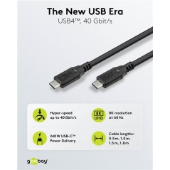 USB-C-kabel - Goobay USB-C-kabel USB4 Thunderbolt 4 240W PD 40Gbit/s (8K) i flere længder