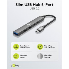 Goobay USB-C til 3x USB-A og 2x USB-C hub