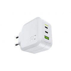 GreenCell AC Adapter vægoplader GaN 65W med 2 USB-C og 1 USB