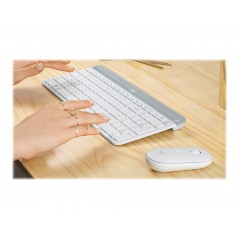 Tastatur & computermus - Logitech MK470 slim trådløst tastatur og mus, white