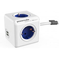 Powercube strømskinne med 4 udtag + 2 USB og 1,5 meter kabel