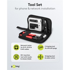 Goobay-sæt til installation og test af netværkskabler (RJ11, RJ12 og RJ45)