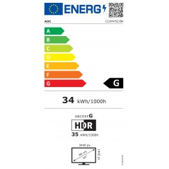 Computerskærm 25" eller større - AOC CU34V5C 34" (3440 x 1440) buet Ultrawide Monitor med USB-C PD 65W og højttalere