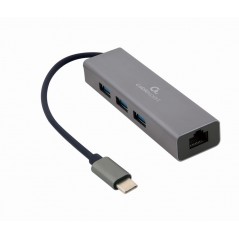 Cablexpert USB-C-netværkskort gigabit med 3-ports USB 3.0-hub