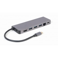 Skærmkabel & skærmadapter - USB-C 7-i-1 Multiport til HDMI/3xUSB 3.0/LAN/SD-kort/USB-C-adapter 100W PD 4K@30Hz 2K@60Hz