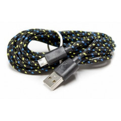 USB-kabel og USB-hubb - Flettet microUSB kabel i flere farver