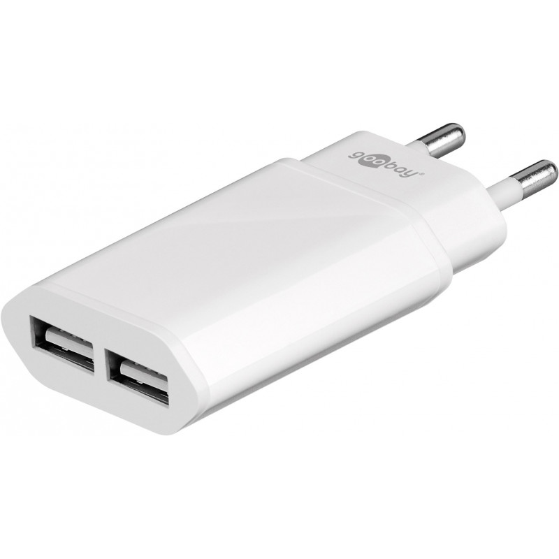 Smartphone- & mobiltilbehør - Goobay Strømadapter til 2xUSB-oplader 2,1A AC-adapter mobiloplader