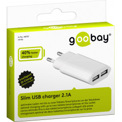 Goobay Strømadapter til 2xUSB-oplader 2,1A AC-adapter mobiloplader