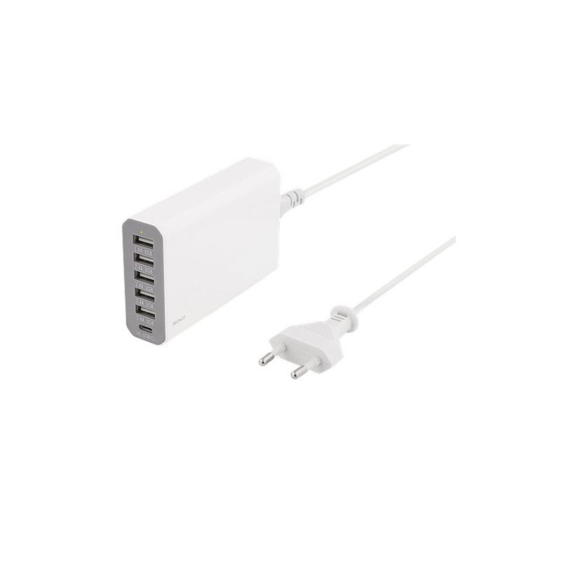 Opladere og kabler - 6-portars laddstation med USB-C och USB