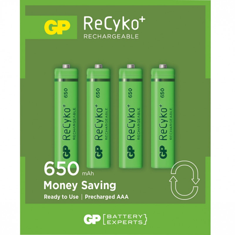 Batteri - GP 4 stk genopladelige AAA-batterier (650 mAh)