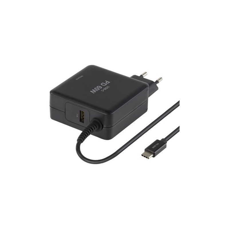 Universal computeroplader - Deltaco USB-C-strømforsyning 60W til laptops