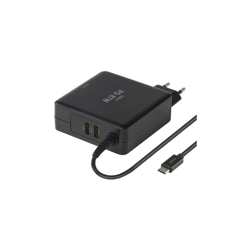 Universal computeroplader - Deltaco USB-C-strømforsyning 87W til laptops