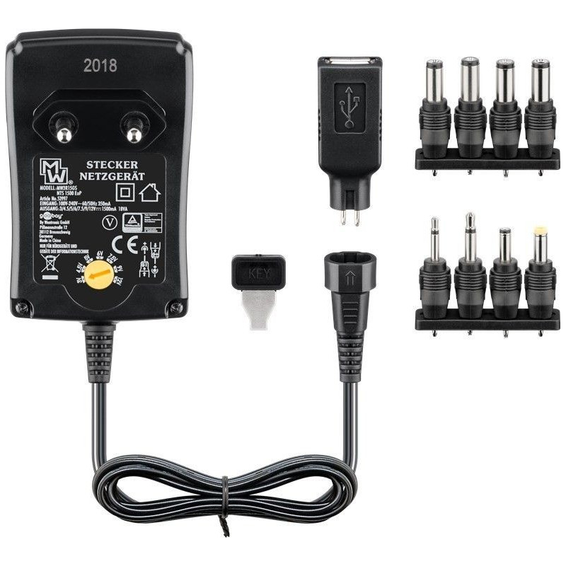 Universal computeroplader - 18 Watts AC-adapter universal (3-12 Volt)