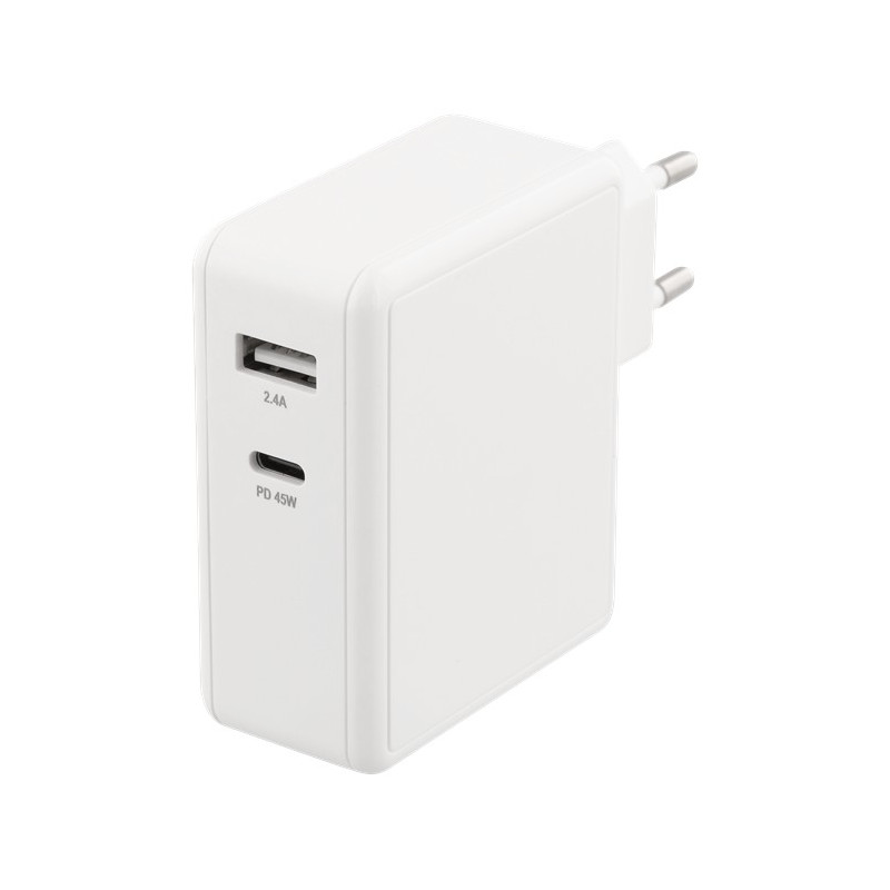 Universal computeroplader - Deltaco USB-C-laddare 45W för datorer och telefoner