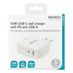 Universal computeroplader - Deltaco USB-C-laddare 45W för datorer och telefoner