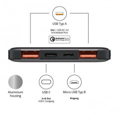 Portable batterier - Goobay PowerBank batteri på 10000mAh 3A QC3.0