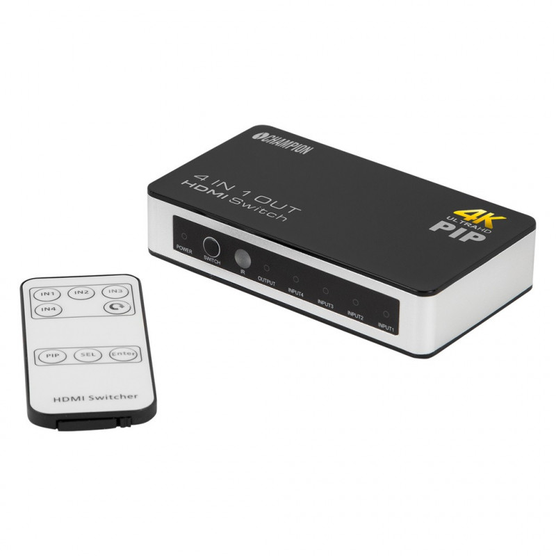 Skærmkabel & skærmadapter - Champion HDMI-switch 4x1 4K med fjernbetjening