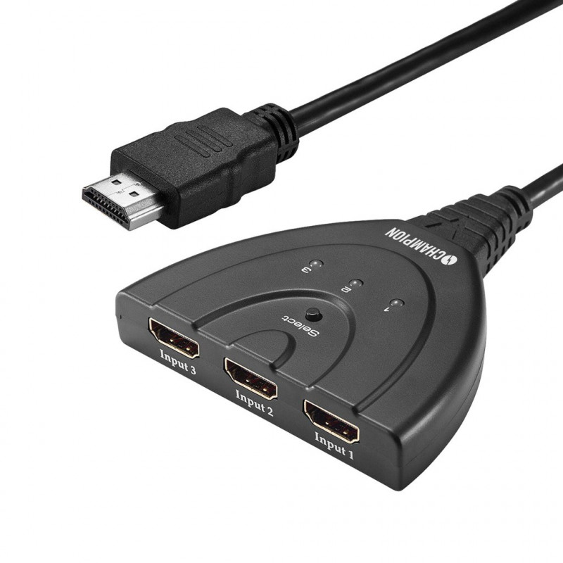 Skærmkabel & skærmadapter - Champion HDMI-switch 3x1 4K