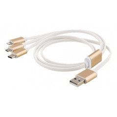 Opladningskabel 3-i-1 med USB-C og Lightning