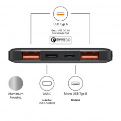 Portable batterier - Goobay PowerBank batteri på 20.000mAh 3A QC3.0