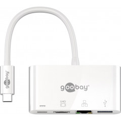 Skærmkabel & skærmadapter - USB-C Multiport til HDMI-adapter med USB, USB-C-port og LAN 4K@30Hz 2K@60Hz PD 60W