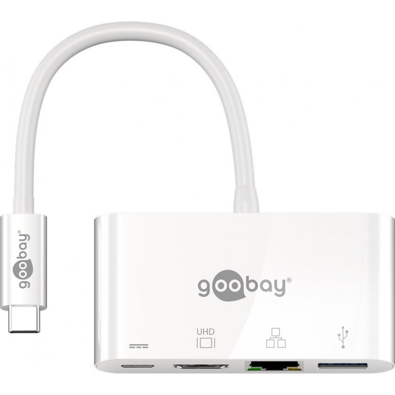 Skærmkabel & skærmadapter - USB-C Multiport til HDMI-adapter med USB, USB-C-port og LAN 4K@30Hz 2K@60Hz PD 60W