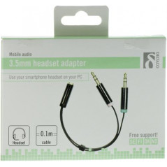 Headsetadapter 3.5mm han mic/stereo til 3.5mm hun 4-pin